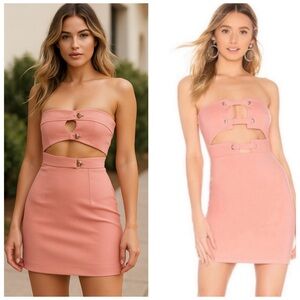 H:OURS Revolve Blush Pink Cutout Mini Dress XL NWT